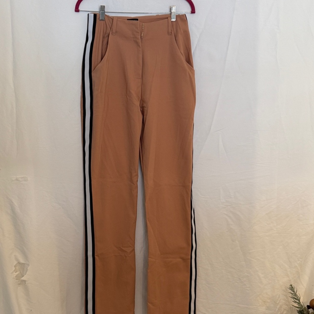 Chic Tan Pants with Black Accents
